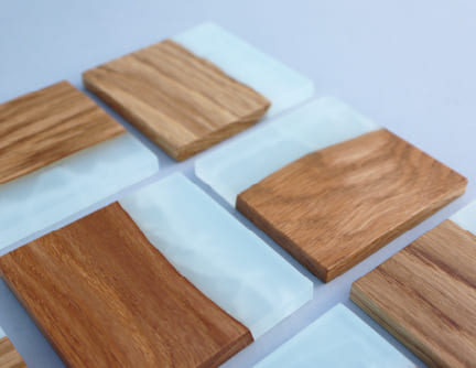 sous-verres chene résine effet glace